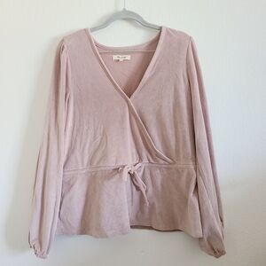 Madewell Pink Ribbed Wrap Top